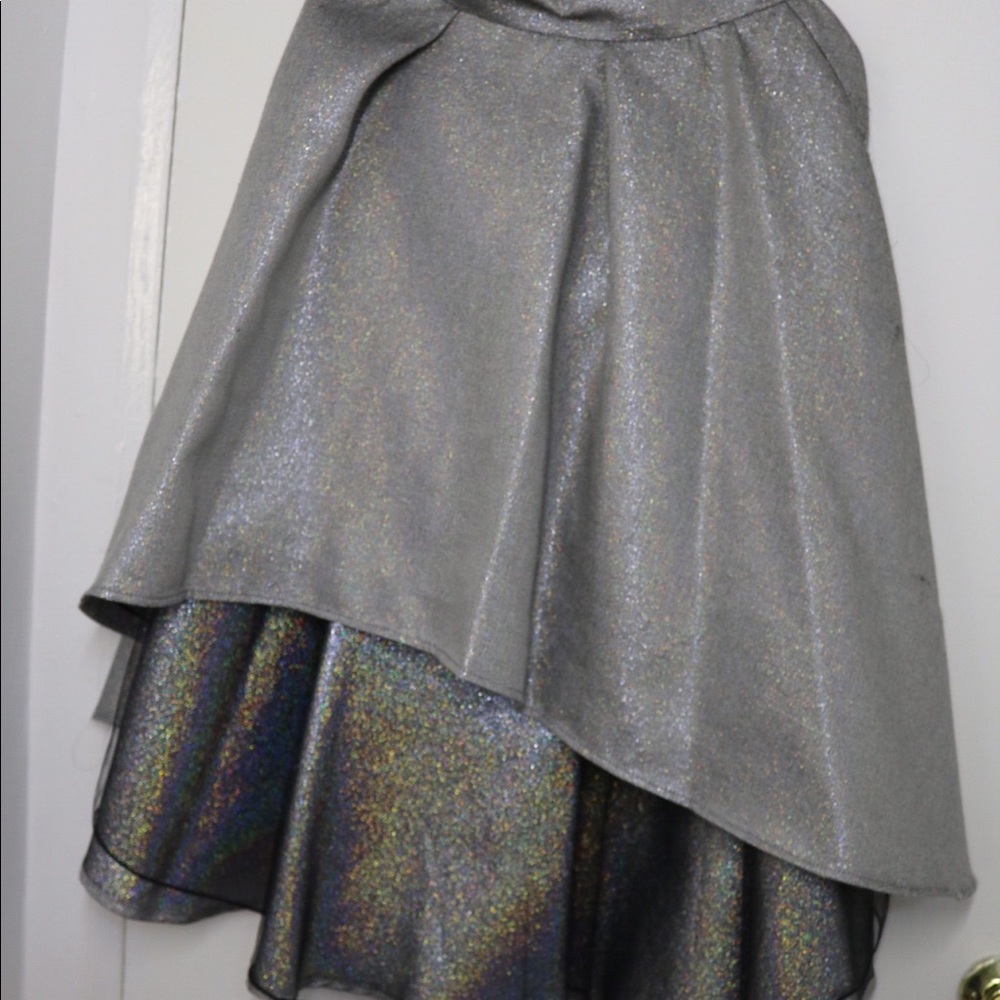 Glittery grey high low skirt